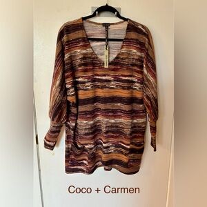 ❄️ 224 NWT Coco + Carmen Women's Earthy Striped Tunic